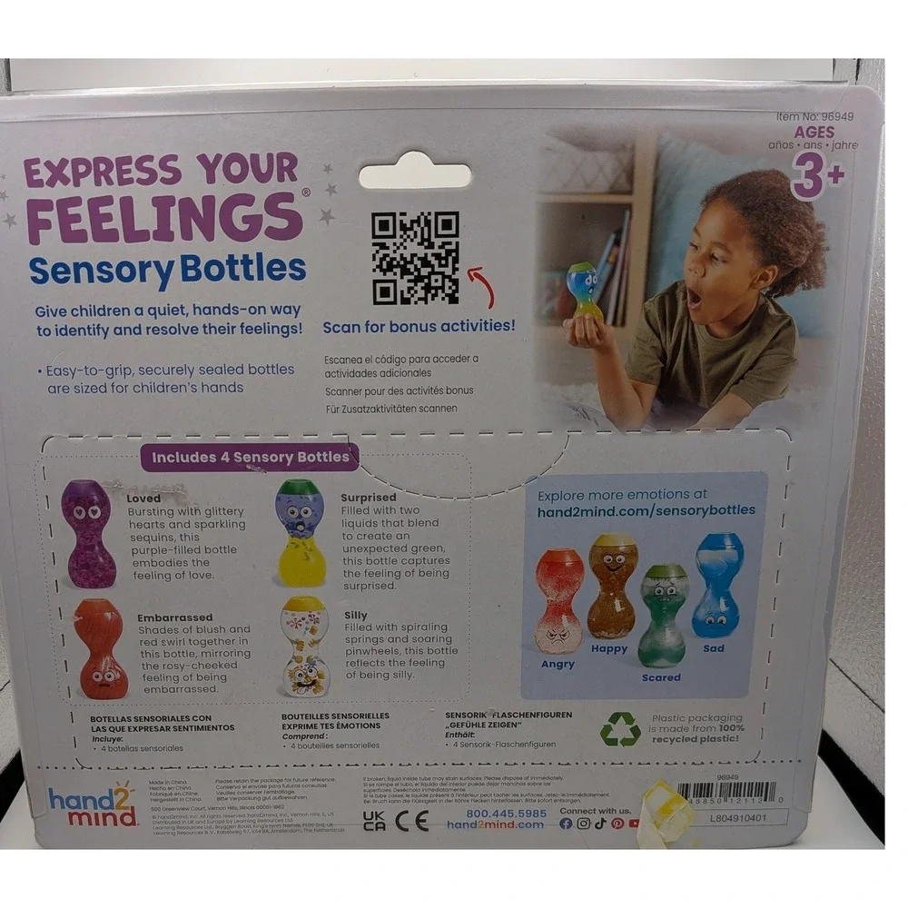 Hand2mind Sensory Bottles Kids OS Multicolor New Express Your Feelings 96949